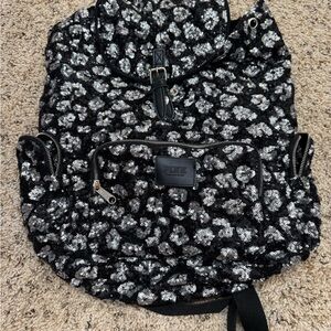 PINK Victoria's Secret Black and Silver Sequin Backpack